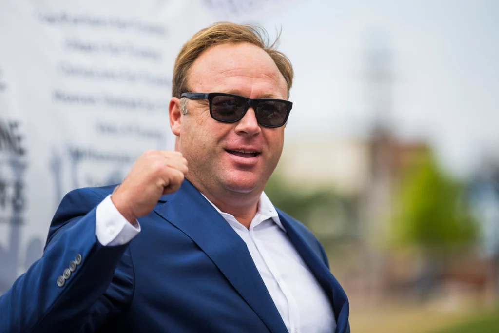 Image of Alex Jones, a prominent figure in alternative media, embodying free speech, independent thought, and passion for broadcasting.
