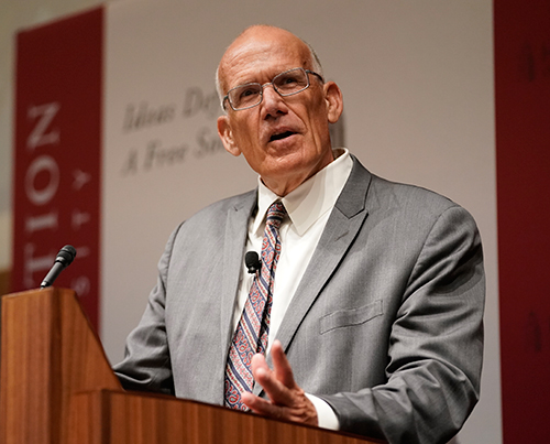 Victor Davis Hanson, an eminent historian and political analyst, deep in thought.